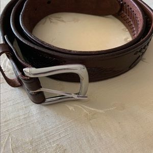 Men's Minnesota Twins Brandish Leather Belt Brown